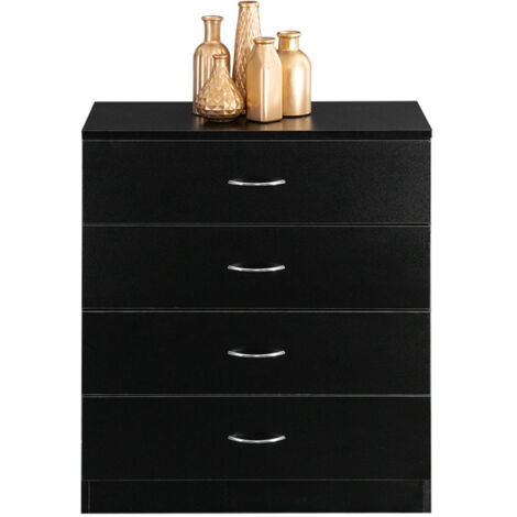 Commode moderne simple 4 tiroirs noir, meuble chambre, armoire de rangement (1/5)