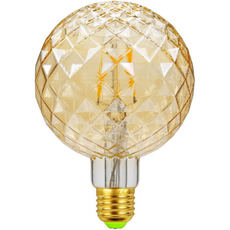 Grande ampoule LED Edison en cristal - G95 Style vintage - À filament - Décoration - Lumière chaude, doré