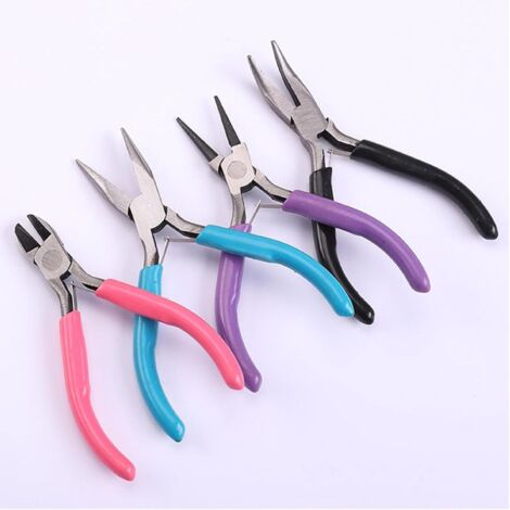 Pinces à Bijoux, Pince Trousse Outils de Fabrication de Bijoux, Pinces à Becs Aiguilles, Pinces à Bec Long, Pinces à Becs de Chaîne, Coupe-fil, 4 Pcs (1/5)