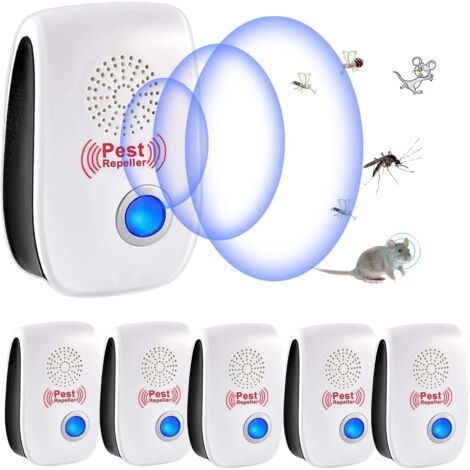 Ultrason Anti Moustique, 6 Pack Ultrason Souris et Rats & Insectes Répulsif Électronique, Répulsif Ultrason Anti-Rongeurs Insectes Anti Insectes, Moustiques, Fourmis, Rats, Araignées