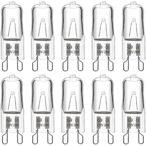 Ampoule halogène G9 28 W 230 V, 370 lm 2700 K blanc chaud à intensité variable, ampoules à capsule G9, pour lustres, lumières de paysage, appliques murales, éclairage d'armoire, Pack O