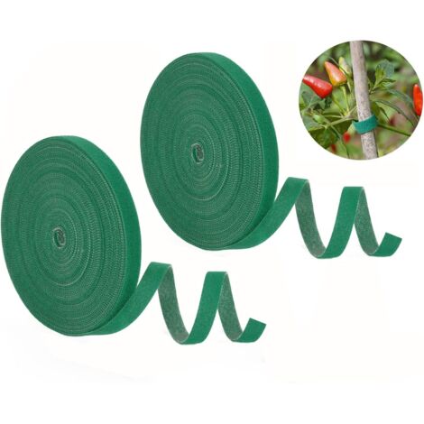 Attaches de Jardin pour Plantes Cravate de Tomate Bande de Fixation Réutilisable 10mm de Large pour Plantes Grimpantes (7.5m x 2pcs)
