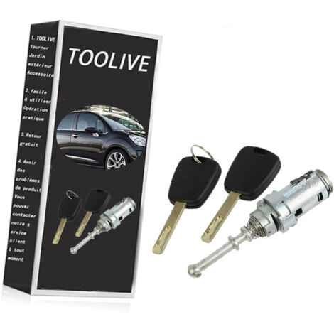 Bluedeer – Kit serrure et barillet pour porte avant gauche Citroën C2 C3 C3 Pluriel – 2 clés – Matériau zinc – Dimensions 4x4x12cm – Compatible modèles 2003-2010