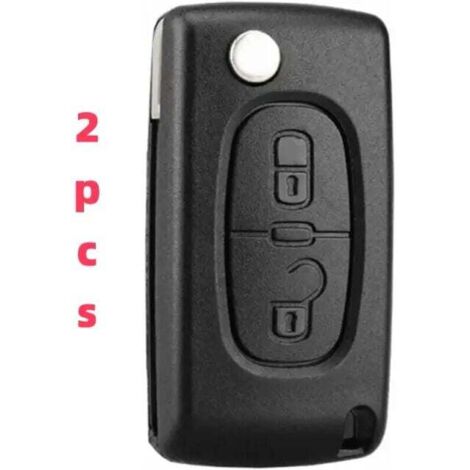 2 Boutons Coque Clé Compatible CE0523 clé à Rabat Pliable pour Peugeot 207 307 308 407 408 3008 5008 Citroen C2 C3 C4 C5 C6 C8 (2 Boutons, CE0523)