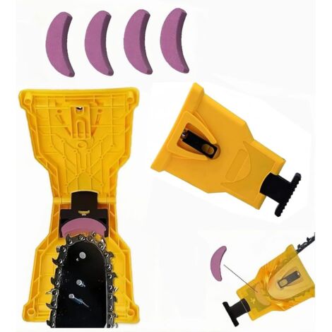 Kit d'affûtage pour tronçonneuse avec 4 pierres à aiguiser Affûteur pour tronçonneuse Outil d'affûtage pour chaînes de 14/16/18/20 pouces (1/4)