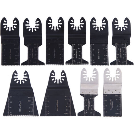 Ulisem Lot de 10 accessoires oscillants - Lame de scie oscillante - Pour bois, plastique, métal - Outil multifonction - Outil oscillant - Accessoires de lames de scie pour oscillation (noir) (1/4)