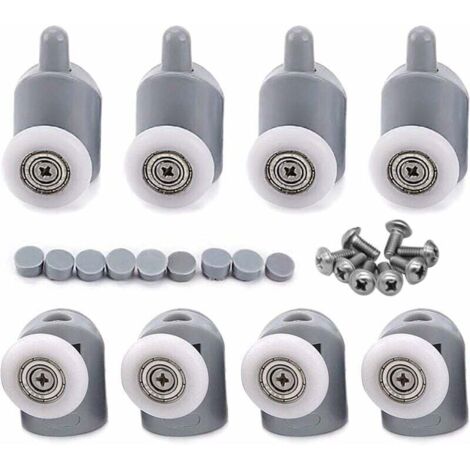 Candyse 23mm 8 Pcs Galet Rouleau Roulette Roue pour Porte de Douche, Roulettes Coulissantes Porte Salle de Bain (1/5)
