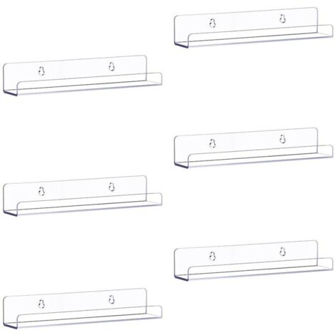 Lot de 6 étagères flottantes en Acrylique Transparent pour Rangement Mural, 38 cm, étagère Murale pour Enfants, Rebord d'affichage pour Chambre, Salon, Salle de Bain, Cuisine (1/4)