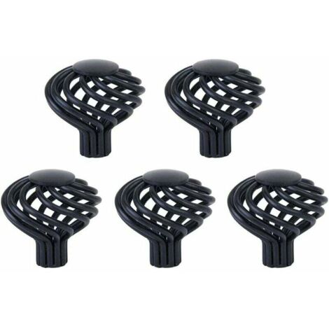 5Pcs Quincaillerie De Cabinet En Fer Forgé Noir Cage à Oiseaux Bouton Armoire Poignée De Porte - Dia.1.3inch,, (1/5)