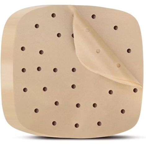 Papier sulfurisé pour friteuse à air : 200 feuilles de papier sulfurisé perforé carré de 8,5 pouces, pour friteuse à air et cuisson au four