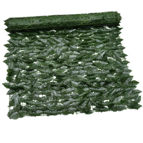 Clôture Artificielle de Feuilles de Lierre artificielles, Écran de clôture antivol de Jardin extérieu,Mur Vegetal clôtures décoratives Faux Fond d'écran d'herbe-100300CM (Feuille de pomme) (1/4)