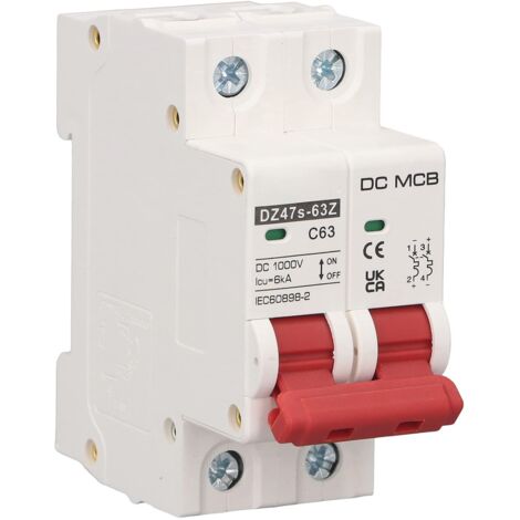 Disjoncteur Solaire étanche IP65 Disjoncteur Miniature DC 2P 1000V 63A 6KA Disjoncteur Solaire DC Installation du Rail DIN Commutateur de Déconnexion DC pour Système Solaire PV (1/5)
