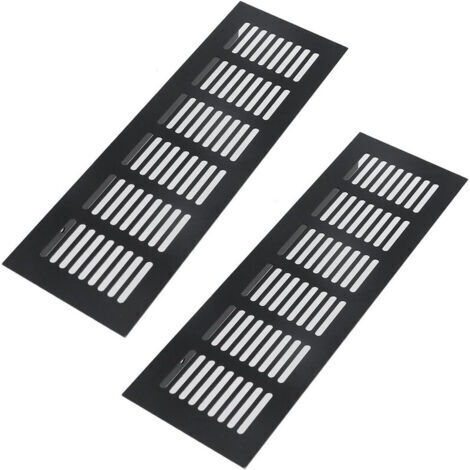 Grilles de ventilation pour sols, armoires, murs et plafonds - Grilles robustes en aluminium antirouille, lot de 2, noires, profil 80250 mm (1/4)