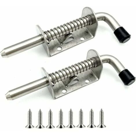 Serrure de porte de Garage en acier inoxydable, 2 pièces, boulon de verrouillage à ressort, boulon de porte en acier, adapté à la porte de garage, abri de jardin (128mm) (1/4)