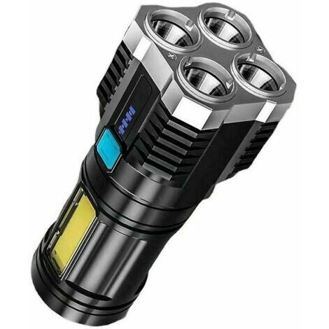 Tigrezy -Uper Bright 10000000lm Torche Led Lampe de Poche Usb Rechargeable Tactique Lumière Chaude(argent) (1/4)
