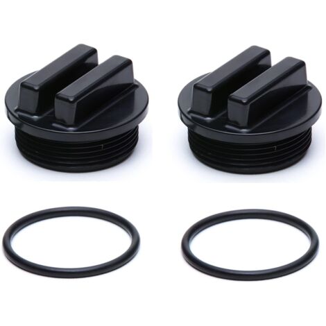 Bouchon de vidange fileté noir 1-1/2" pour filtre de piscine (SP1022CBLK, 86202000, 190030, 27001-0022) avec joint torique pour filtre de piscine Pentair, Hayward et Sta-Rite (lot de 2) (1/4)