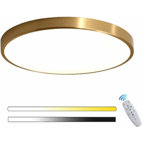 LED Plafonnier Doré Rond Panneau Intérieur Lampe Chambre Moderne Dimmable avec Télécommande Ultra Mince Pour Couloir Salon Balcon Salle De Bains Dressing Éclairage--30cm+18W (1/5)