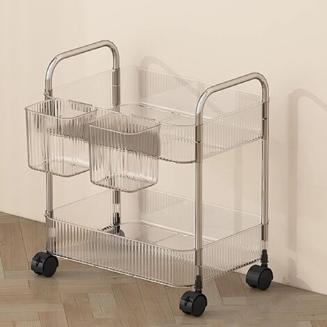 Support de rangement pour organisateur en acrylique Chariot en acrylique transparent Chariot de rangement pour cosmétiques Chariot de rangement pour articles de toilette Chevet, 2 Niveaux (1/5)