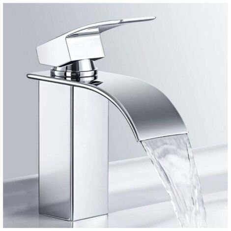 Mitigeur de Lavabo Cascade Robinet Salle de Bain en Acier Inox Robinet Lavabo Chromé Design Elégant (1/5)
