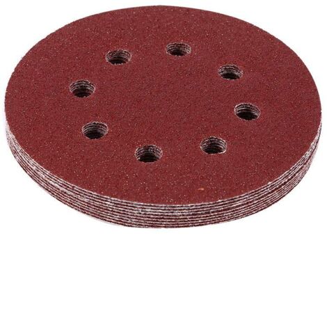10 pièces 5 pouces 8 trous disques de ponçage crochet et boucle disques de ponçage papier de verre pour ponceuse orbitale aléatoire(240), (1/5)