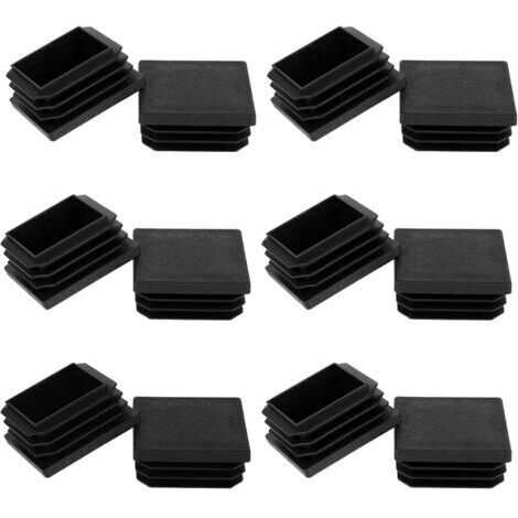 Sollbry – Lot de 12 bouchons carrés en plastique noir 40 x 40 mm – Conception nervurée pour tubes carrés – Résistant aux chocs et à l'usure – Facile à installer (1/5)