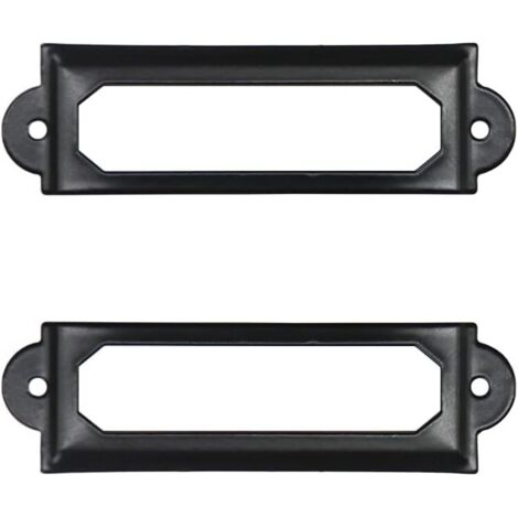 Sollbry Lot de 50 porte-étiquettes en métal noir pour bureau, bibliothèque, tiroir, armoire, carte, porte-étiquette, cadre en métal 60 mm x 17 mm (1/4)