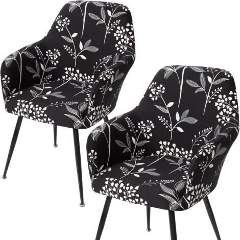 Housse de Chaise Extensible Lot de 2 Housses de Chaise de Salle à Manger avec Accoudoirs Housse Chaise Bureau Amovible Lavable Protection Chaise pour Salon Cuisine Hôtel (1/4)