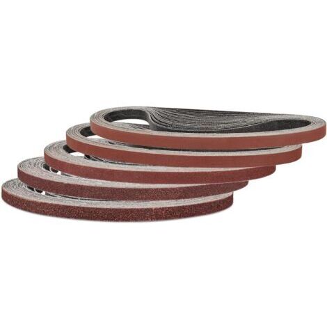 Sollbry – Lot de 25 bandes abrasives 9 x 533 mm – Grain 60/80/120/240/400 – Pour ponceuse à bande – Ponçage bois dur et métaux non ferreux (1/5)
