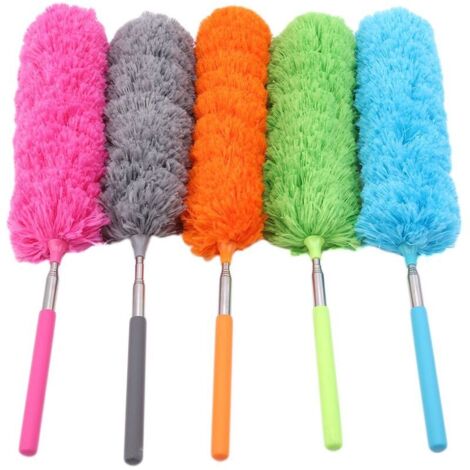 5 pièces plumeau extensible, chiffon en microfibre, brosse de nettoyage, lavable réglable extensible avec barre télescopique pour fenêtres meubles voitures - coloré (1/5)