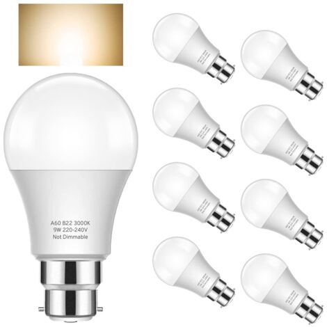 8 ampoules LED d'éclairage ampoule lumières maison économie d'énergie LED marché de nuit lampadaires intelligents 9W-E27 blanc chaud 3500K (1/5)