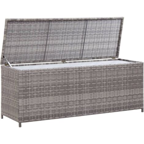 INLIFE Boîte de rangement de jardin Gris 150x50x60 cm Résine tressée (1/5)