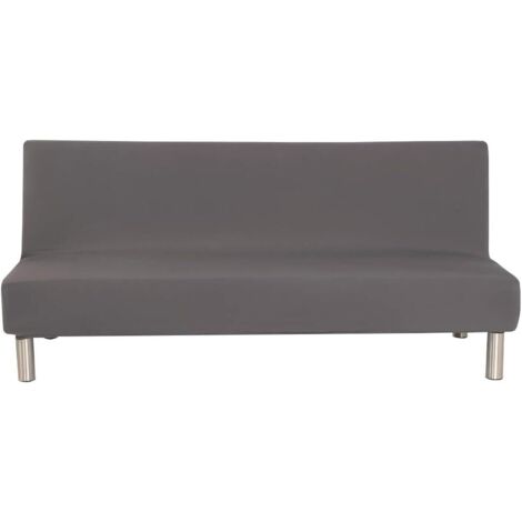 housse de canapé-lit sans accoudoirs, housse de futon extensible pour 2 places, protection de meubles sans accoudoirs avec fond élastique (gris) (1/4)