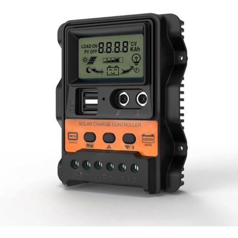 Contrôleur de Charge Solaire, Régulateur de Charge Solaire PWM Avec LCD 12V 24V 30A Double Sortie USB 5V Régulateur de Chargeur de Panneau Solaire (1/5)