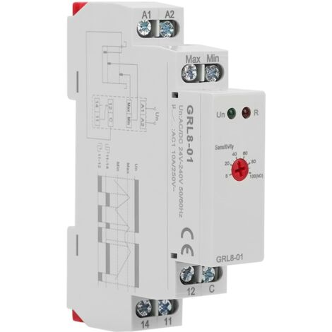 Relais de Contrôle de Niveau de Liquide, GRL8-01 Contrôleur de Niveau d'Eau Relais de Contrôle de Niveau de Liquide 10A (AC/DC 24V-240V),A (1/5)
