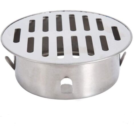 Siphon de Sol, Balcon en Acier Inoxydable Évier Rond Anti-Blocage Siphon de Sol Amovible pour Jardin Extérieur Tuyau d'Évacuation Tuyau d'Échappement Toit Balcon Utilisation(110 Flat Mouth) (1/5)