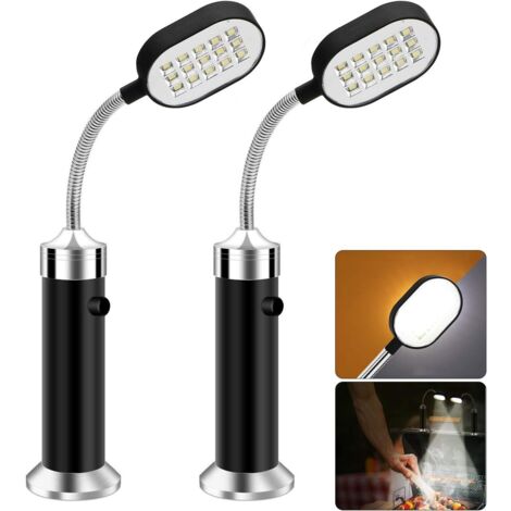 Lot de 2 lampes de gril magnétiques à 360 degrés réglables et résistantes aux intempéries pour l'extérieur (1/5)