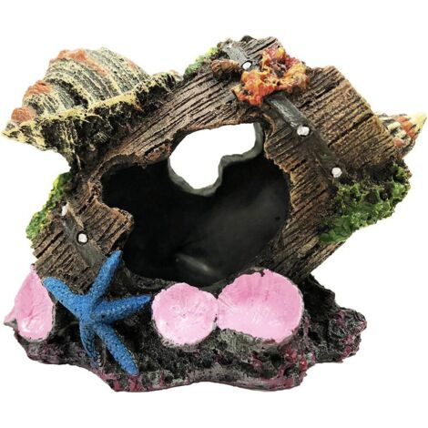 Baril d'aquarium avec décorations de conque, Ornement de cachette de grottes de Baril d'aquarium (1/5)