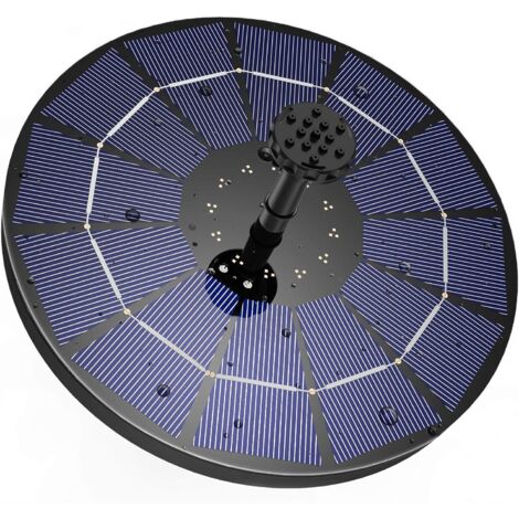 Fontaine Solaire Extérieur Flottante 3.5W, Pompe Bassin Solaire avec Batterie et 6 Buses, pour Bain d'oiseaux Aquarium Jardin Fontaine (1/5)
