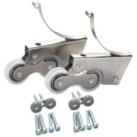 Lot de 2 poulies silencieuses en caoutchouc avec deux roulettes pour portes coulissantes d'armoires - Alliage de zinc