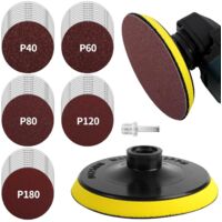 Disques Plateau de Ponçage 125mm avec Filetage M14, 50 Pièces Disques Abrasifs pour Meuleuse d'angle, Grain 10x 40/60/80/120/180 Pour Poncer/Polir/Dérouiller