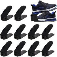Sollbry 10 Chaussures Range-Chaussures Réglables Stockage Chaussures Organisateur Chaussures pour L'organisation du Placard, Compartiments À Chaussures Noir 25 X 9 Cm