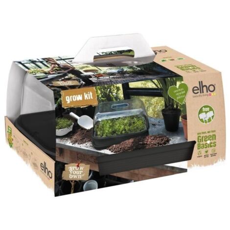Elho Green Basics Grow Set M Living Black Vaso Da Coltivazione Rettangolare