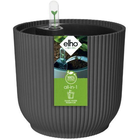 Elho All-in-1 Vibes Round 18 + Swi 17 Anthracite Vaso Rotondo