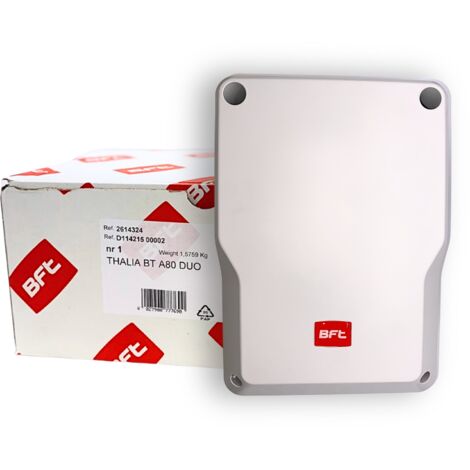 BFT – Centrale de commande THALIA BT A80 DUO – Alimentation 230V/24V – Puissance 180W par opérateur – Récepteur bicanal intégré