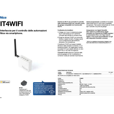 Interface du module de bus T4 - WiFi intelligent NICE IT4WIFI