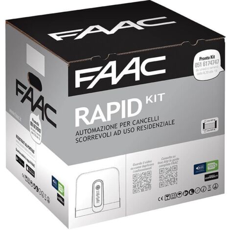 Faac – Kit de motorisation de portail coulissant 24V – Charge maximale 400 kg – Vitesse 18 m/min – Technologie SAFE&GREEN