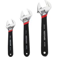 Clé réglable MAXPOWER, jeu de 3 clés réglables, clé à fourche simple avec poignée souple (6 pouces/150 mm, 8 pouces/200 mm et 10 pouces/250 mm)