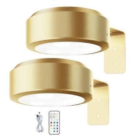 Applique murale sans fil pour tableaux avec télécommande, intensité réglable, fonctionne sur piles, éclairage RGB 13 couleurs ajustable - Doré parfait