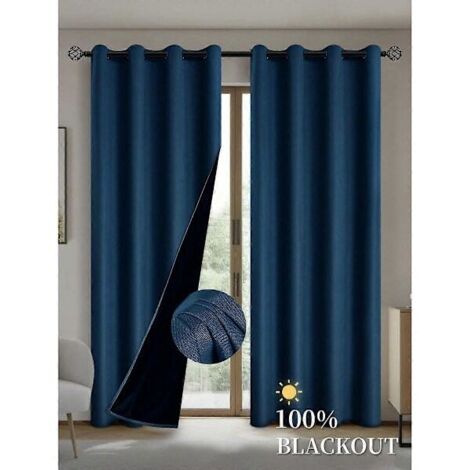 Rideaux occultants avec doublure thermique isolante pour salon, chambre, cuisine, décoration intérieure, noir