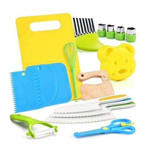 Ensemble Cuisine Enfant 22 Pièces En Acier Inoxydable – Vrai Matériel, Plaque Induction USB, Pour 7-14 Ans